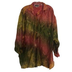 BOOM 1990’s OVERSIZED TIE DYE CRINKLE RAYON SHIRT BLOUSE ONE SIZE‎